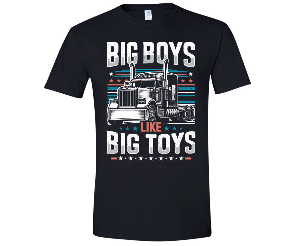 Black Graphic Tees | Big Boys Like Big Toys Tee | HellBound Designs